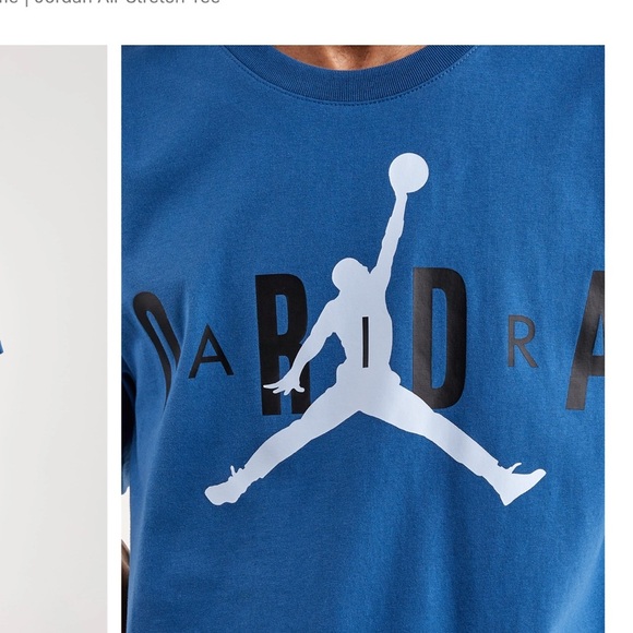 MENS JORDAN AIR STRETCH SHORT SLEEVE TEE BLUE SIZE MEDIUM - Picture 2 of 7